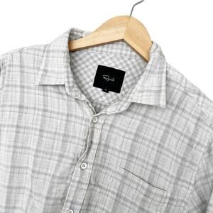 Rails Owens White Gray Plaid Long Sleeve Button Down Sz M